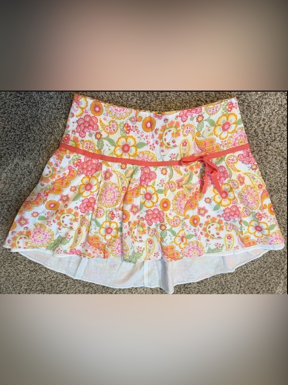 VTG Y2K Limited Too Floral Paisley Skort Girls S-12 Asymmetrical Hi Lo Hem Boho